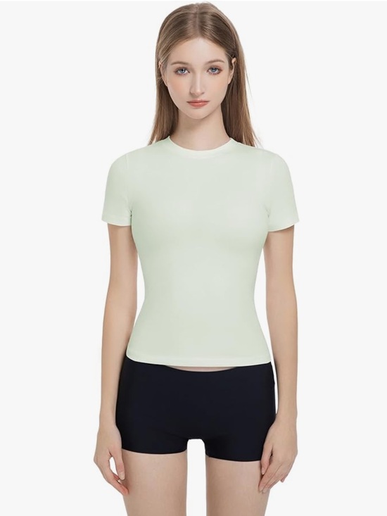 Tops - Y2K mini tee Short Sleeve Crewneck crop Top in Pale Mint fitted style size S